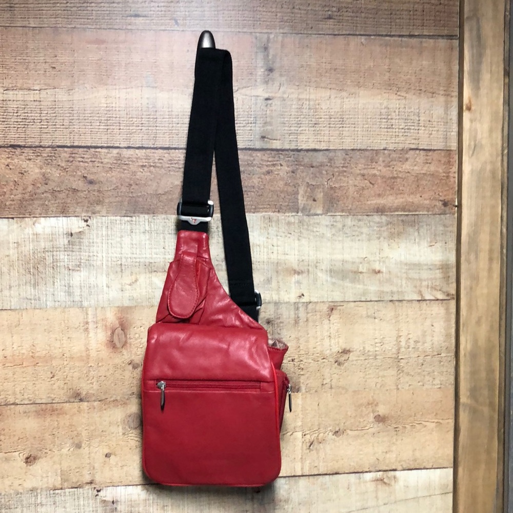 Travelon cross body sling side bag faux leather